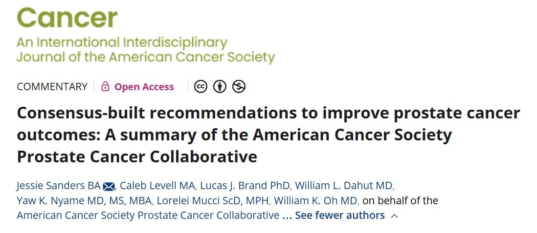 Image for Consensus-built recommendations to improve prostate cancer outcomes: A summary of the American Cancer Society Prostate Cancer Collaborative