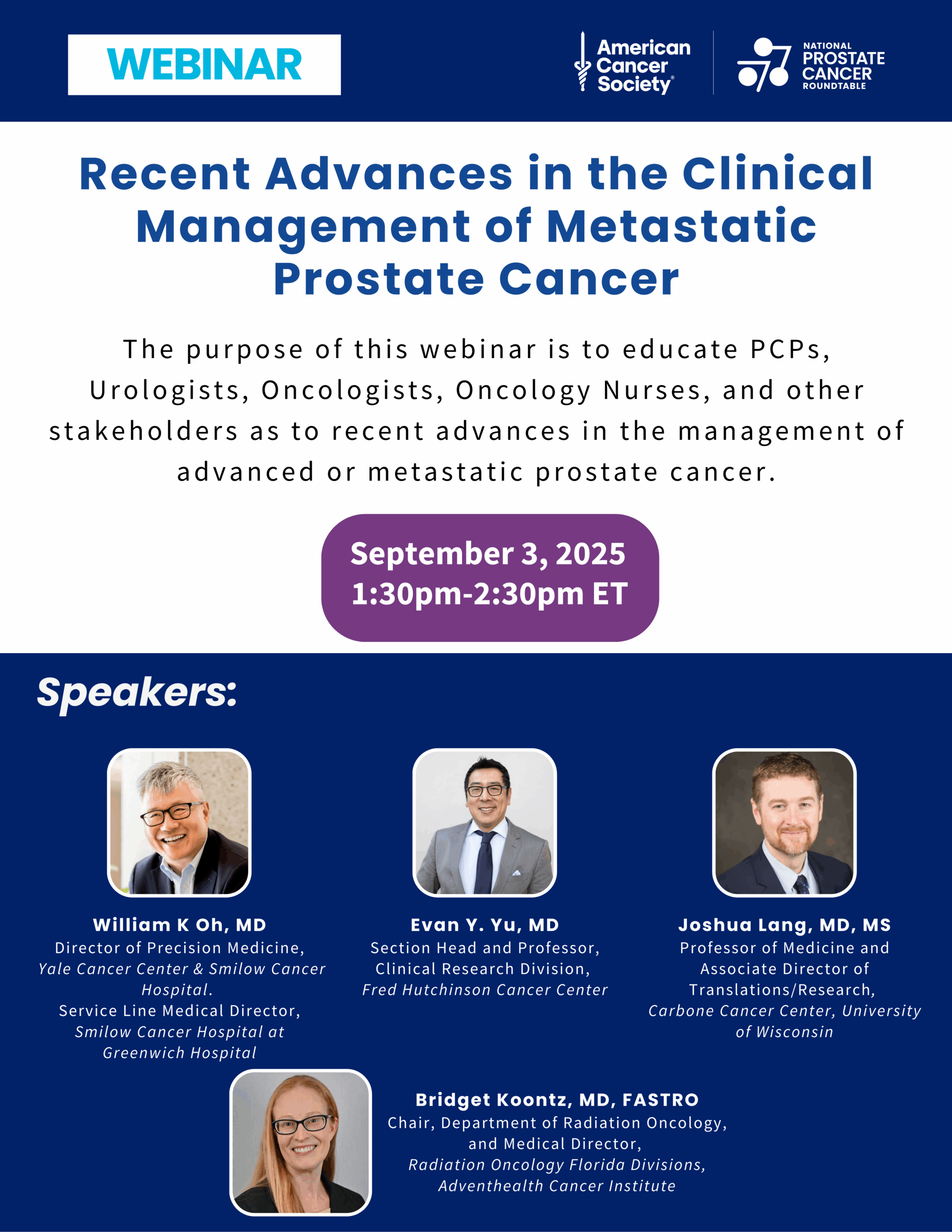 Image for Webinar: Recent Advances in the Clinical Management of Metastatic Prostate Cancer